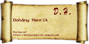 Dohány Henrik névjegykártya
